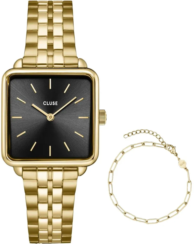 CLUSE La Tetragone Gift Set - CG10325, Χρυσό case with Stainless Steel Bracelet