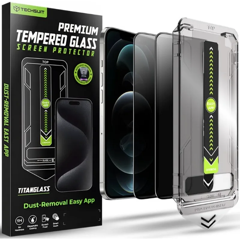 Tempered Glass iPhone 12 / 12 Pro Techsuit Privacy TitanGlass Full Cover Full Face Αντιχαρακτικό Γυαλί Προστασίας Απορρήτου Οθόνης 2 Τεμάχια - Privacy (5949419293724)