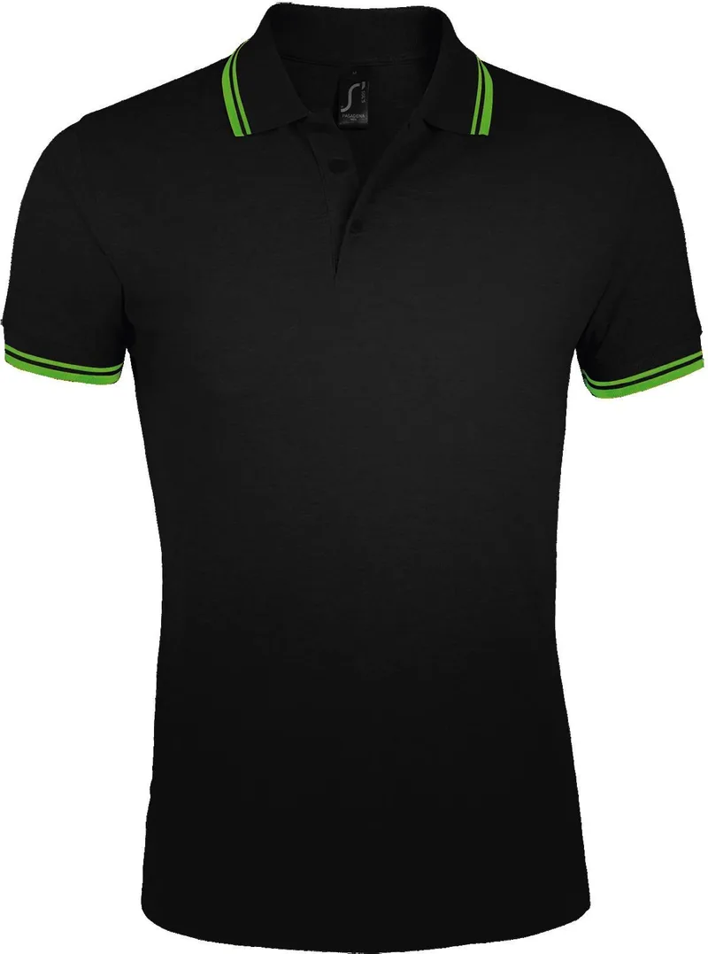 Ανδρικό πόλο πικέ Pasadena Men SOLS 00577 Black/Lime