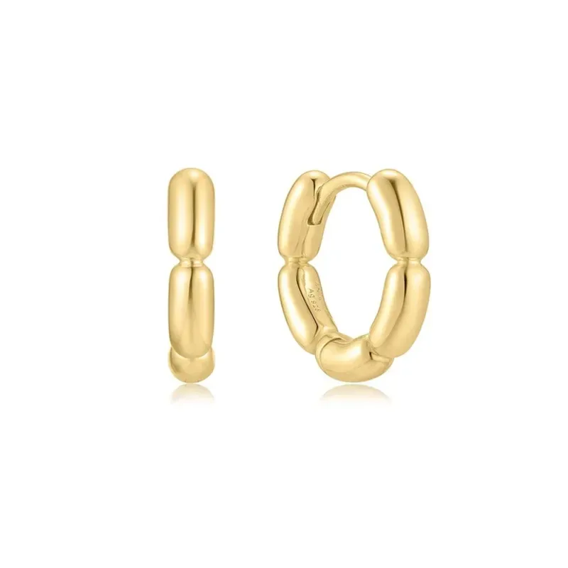 Γυναικεία κρικάκια Ania Haie 925 Χρυσό Segmented Puffy Huggie E069-02G E069-02G Ασήμι