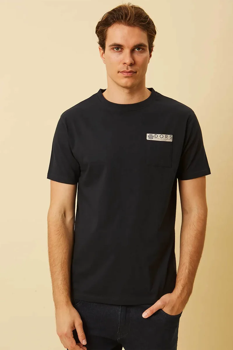 DORS ανδρικό T-shirt με τσέπη και λογότυπο Regular Fit - 1140023.C02 Μπλε Σκούρο