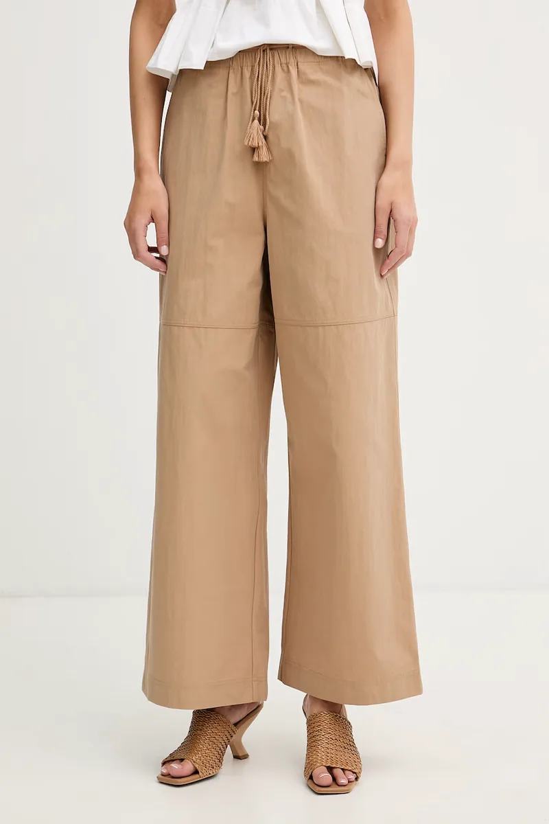Sisley Παντελόνι wide leg γυναικείο με βαμβάκι