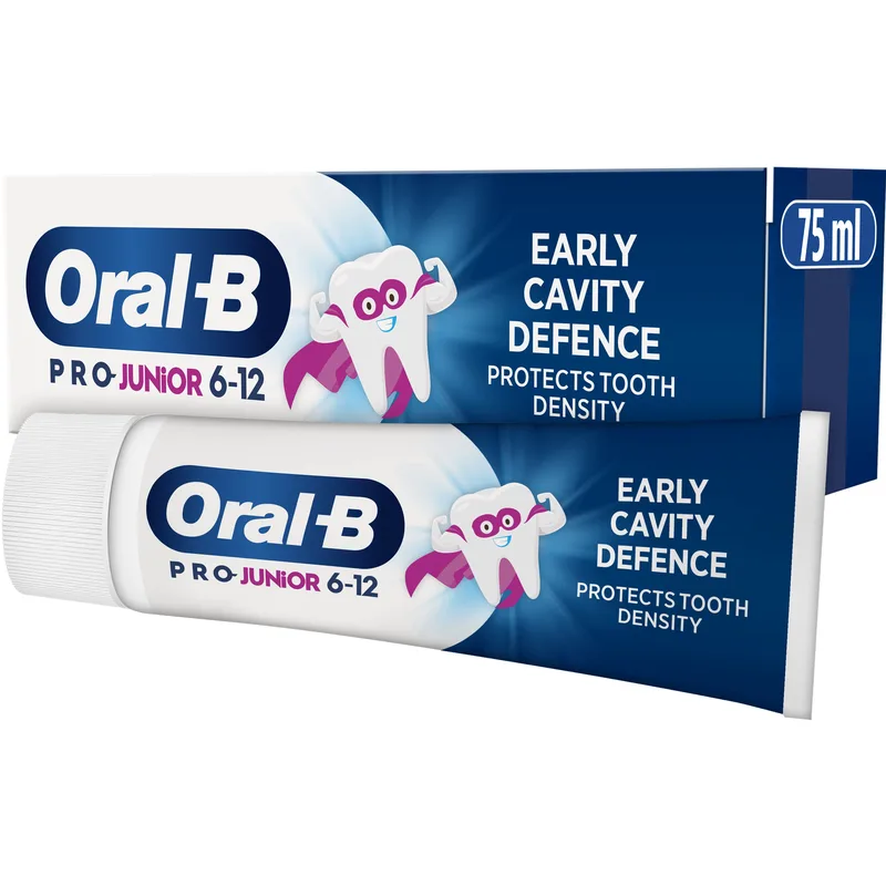 Oral-B Pro Junior 6-12 Years Toothpaste Παιδική Οδοντόκρεμα με Κατάλληλη Περιεκτικότητα σε Φθόριο & Απαλή Γεύση Μέντας 75ml
