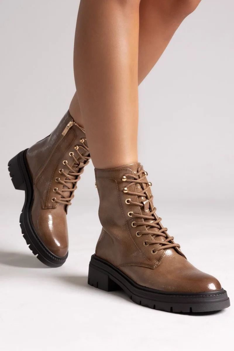 Xti Footwear Αρβυλάκια με Λουστρίνι - 144296 - Light Brown Patent
