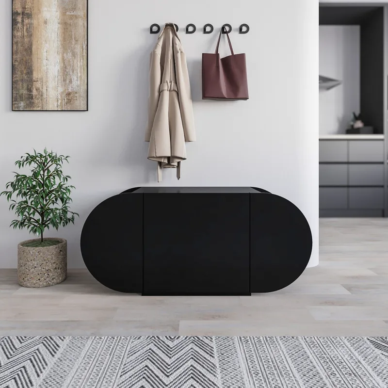 Παπουτσοθήκη Pozy Shoe Bench - Black 855Dte5174 (110x50x40,4 cm)