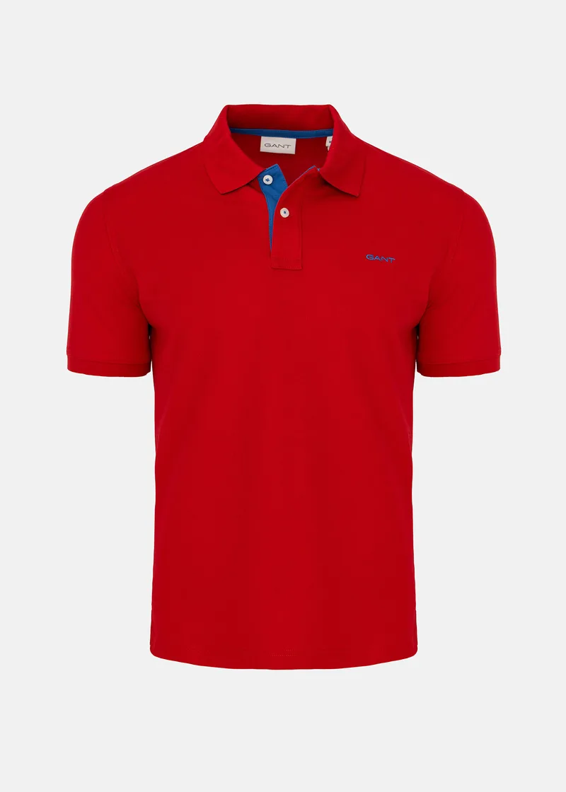 GANT Piqué Polo Μπλούζα της σειράς Contrast - 2062026 630 Ruby Red