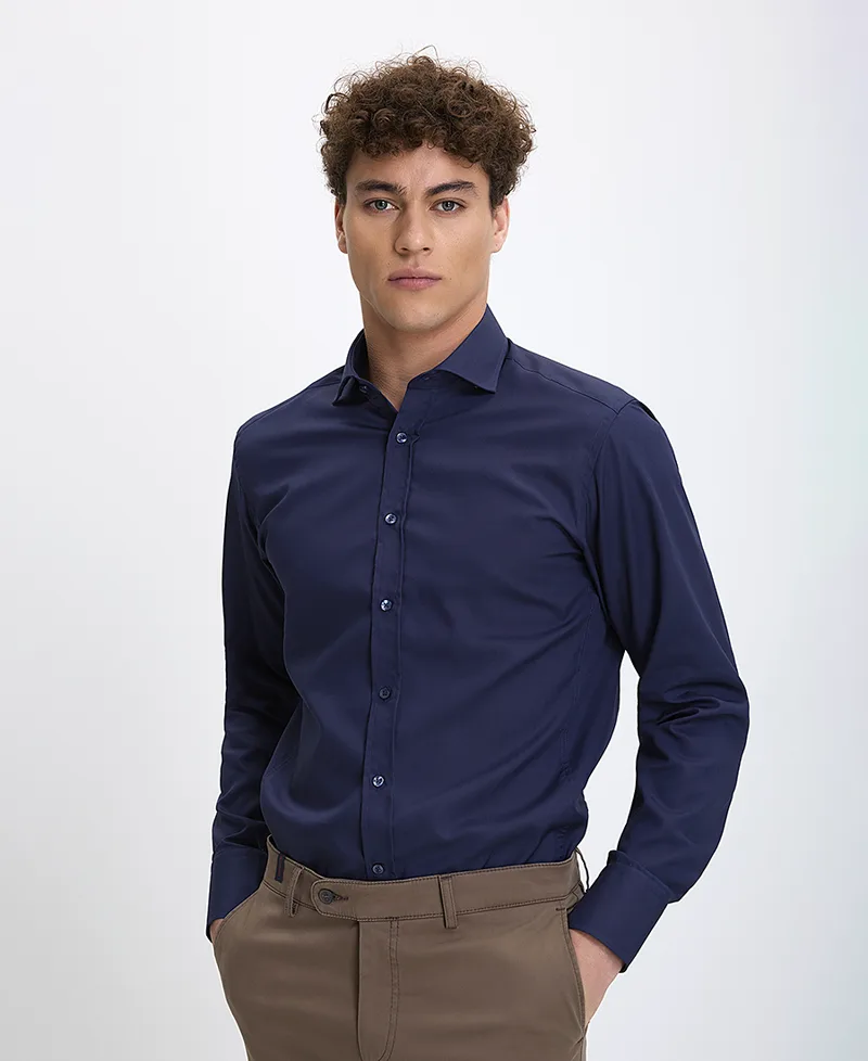 Vardas Ανδρικό Πουκάμισο Ποπλίνα Non Iron Semi Rex Slim Fit