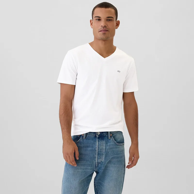 T-shirt GAP Micro Logo Vneck Tee White Global XXL