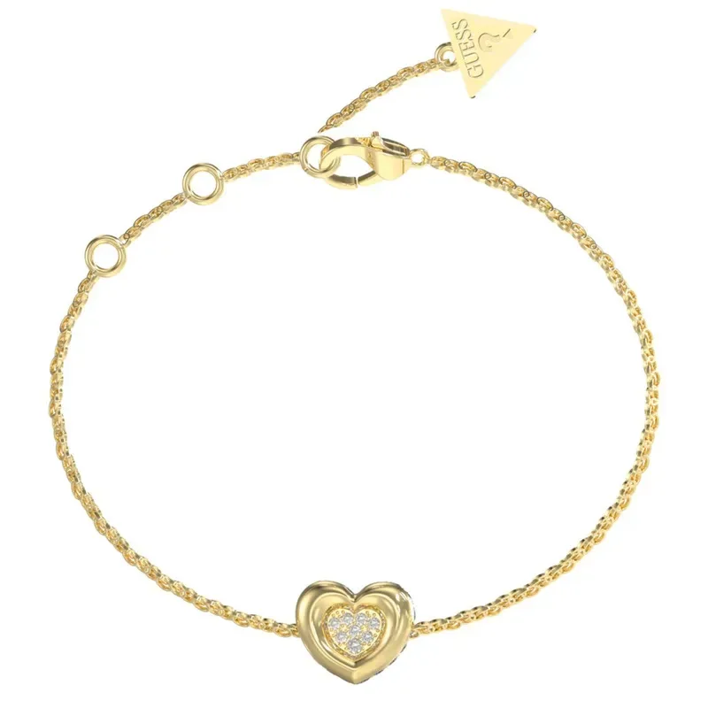 Βραχιόλι με καρδιά Guess L.O.V.E Χρυσό Stainless Steel JUBB05461JWYGL JUBB05461JWYGL Ατσάλι