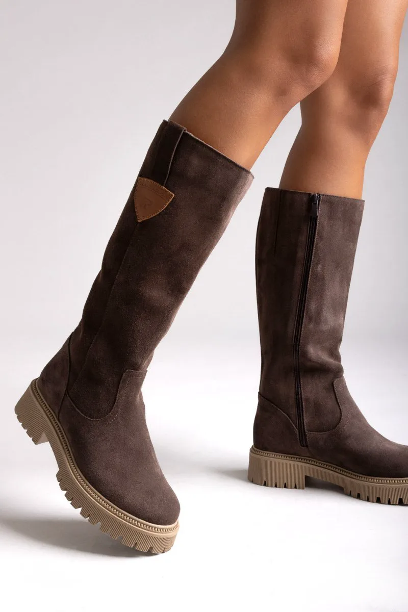 RAGAZZA Mid-Length Suede Leather Boots - 0297 - Brown Suede