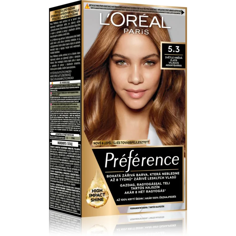 L’Oréal Paris Préférence βαφή μαλλιών απόχρωση 5.3 Ligth Golden Brown 1 τμχ