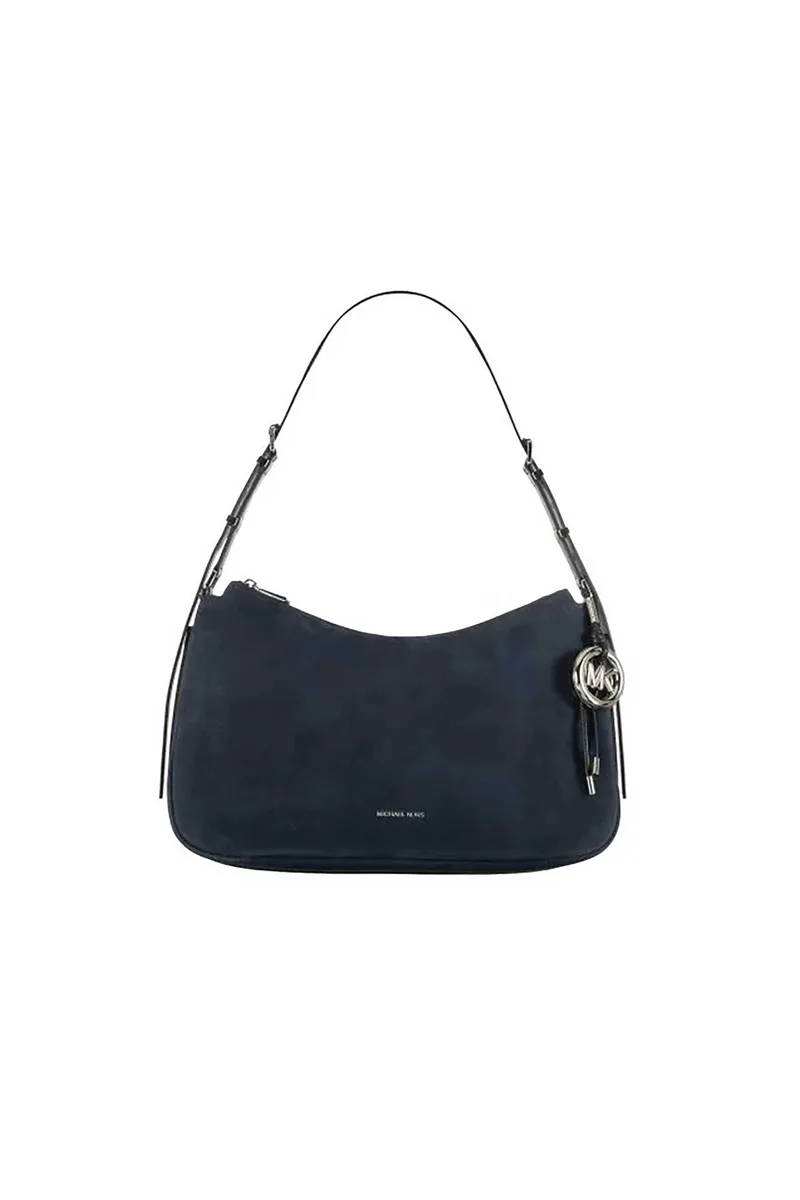 Michael Kors γυναικεία nubuck τσάντα hobo με μεταλλικό λογότυπο "Nolita" - 30F5SY5M2L Σκούρο Μπλε
