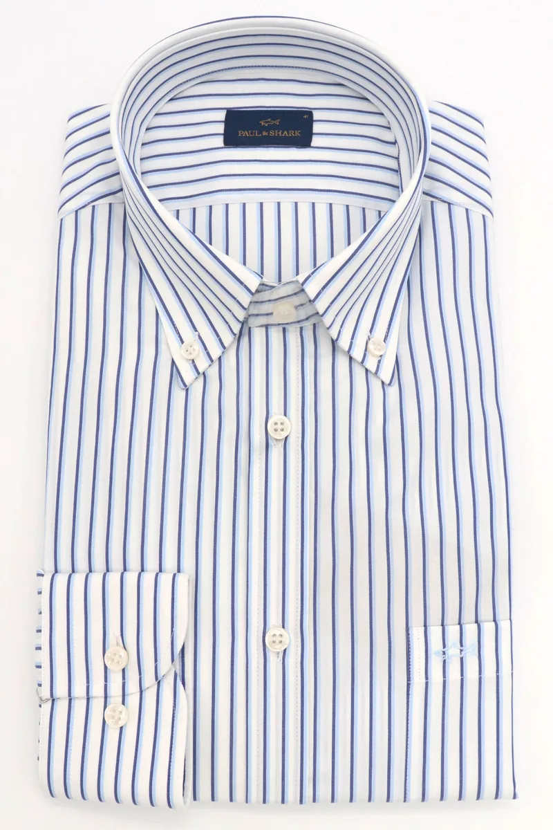 PAUL&SHARK ΠΟΥΚΑΜΙΣΟ BUTTON DOWN ΡΙΓΕ ΜΠΛΕ-ΛΕΥΚΟ-ΣΙΕΛ
