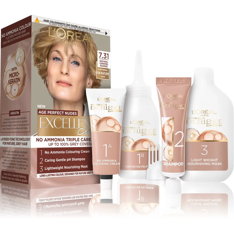 L’Oréal Paris Excellence Universal Nudes μόνιμη βαφή μαλλιών απόχρωση 7.31 Natural Caramel Blonde 1 τμχ