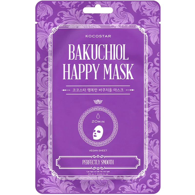 Kocostar Bakuchiol Happy Face Mask Εμποτισμένη Μάσκα Προσώπου με Bakuchiol για Ανανεωμένη & Λεία Επιδερμίδα 25ml