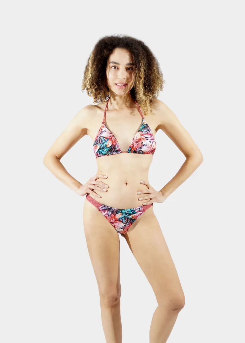 Γυναικείο set bikini brazil all print floral αποσπώμενη ενίσχυση Cup B ΣΑΠΙΟ ΜΗΛΟ