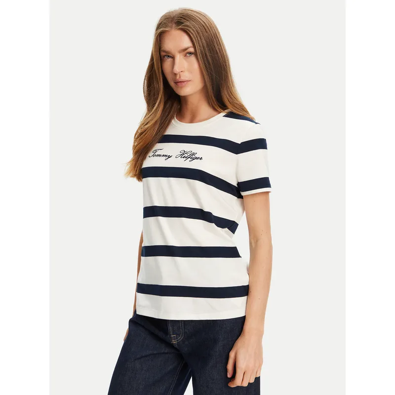 Tommy Hilfiger T-Shirt Script WW0WW45746 Εκρού Regular Fit