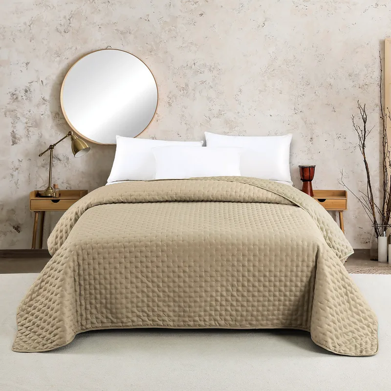 Κουβερλί 2 Όψεων Microfiber King 260x240εκ. Renzo Μπεζ-Ecrou Melinen 20004502 (Ύφασμα: Microfiber, Χρώμα: Εκρού , Μέγεθος: King Size) - MELINEN - 20004502