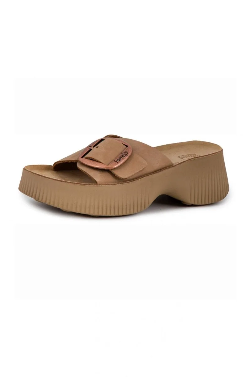 FANTASY SANDALS Leather Comfort Sandals - S2105 BEATRICE - Μπεζ