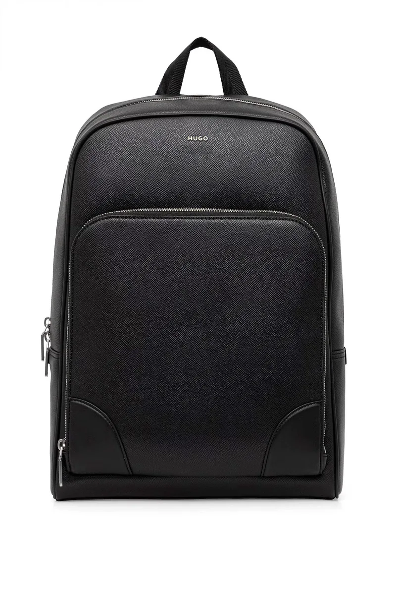HUGO ΤΣΑΝΤΑ BACKPACK GO-BAG LOGO ΜΕΤΑΛΛΙΚΟ ΜΑΥΡΟ