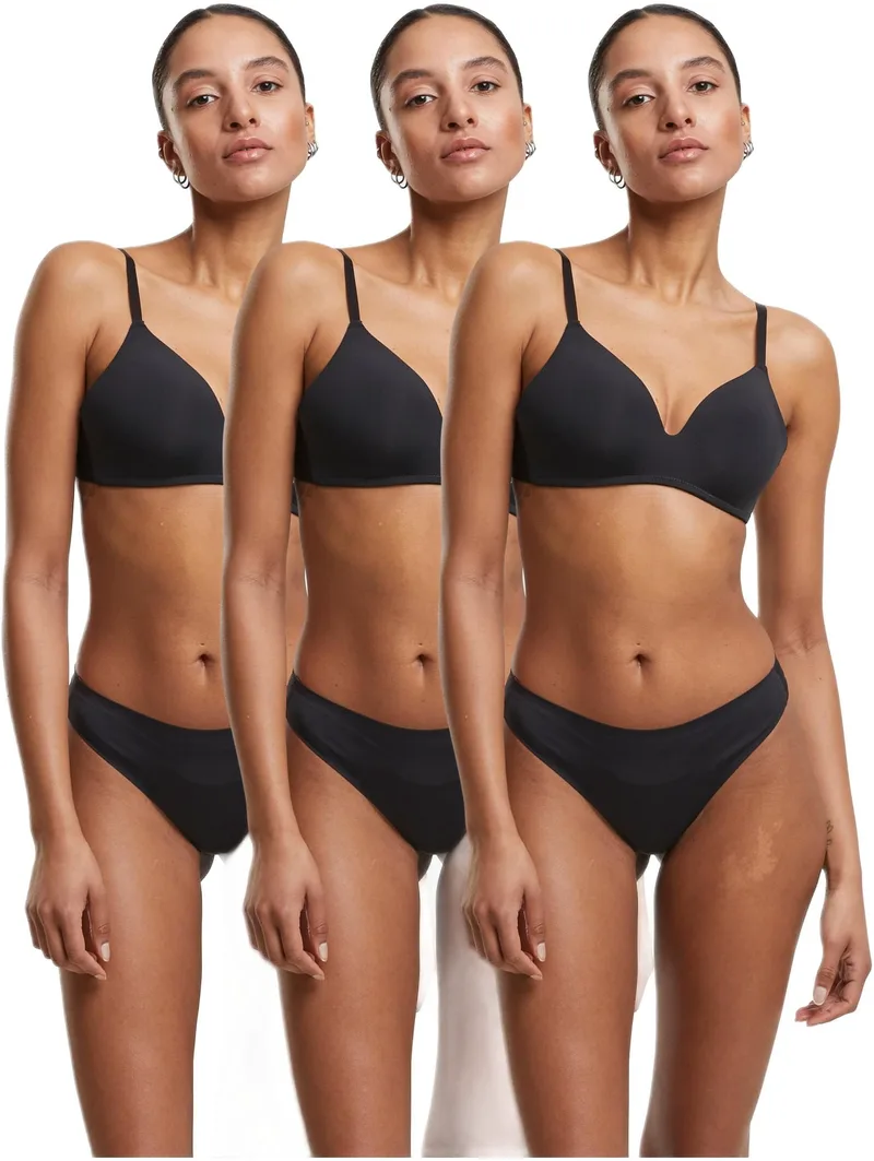 Ladies Bonded Tanga 3- Pack Urban Classics TB7669B-03223 black+black+black