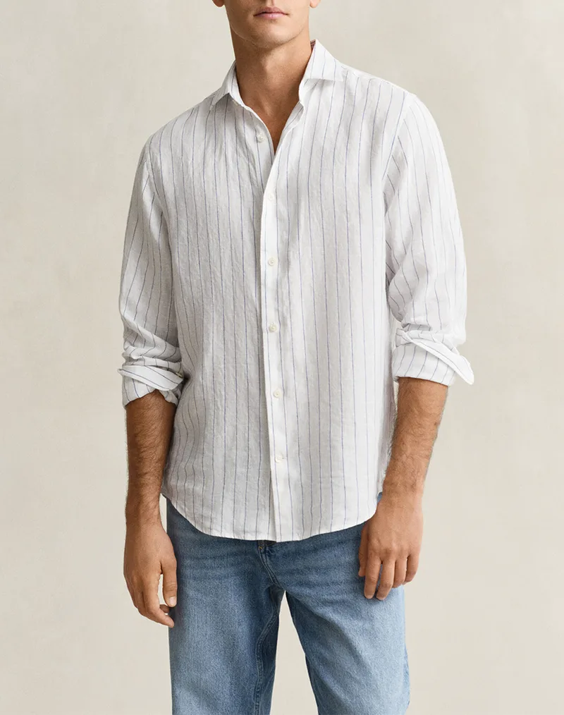 GANT ΠΟΥΚΑΜΙΣΟ ΜΜ REG LINEN STRIPE SHIRT 3G3260048-110 White