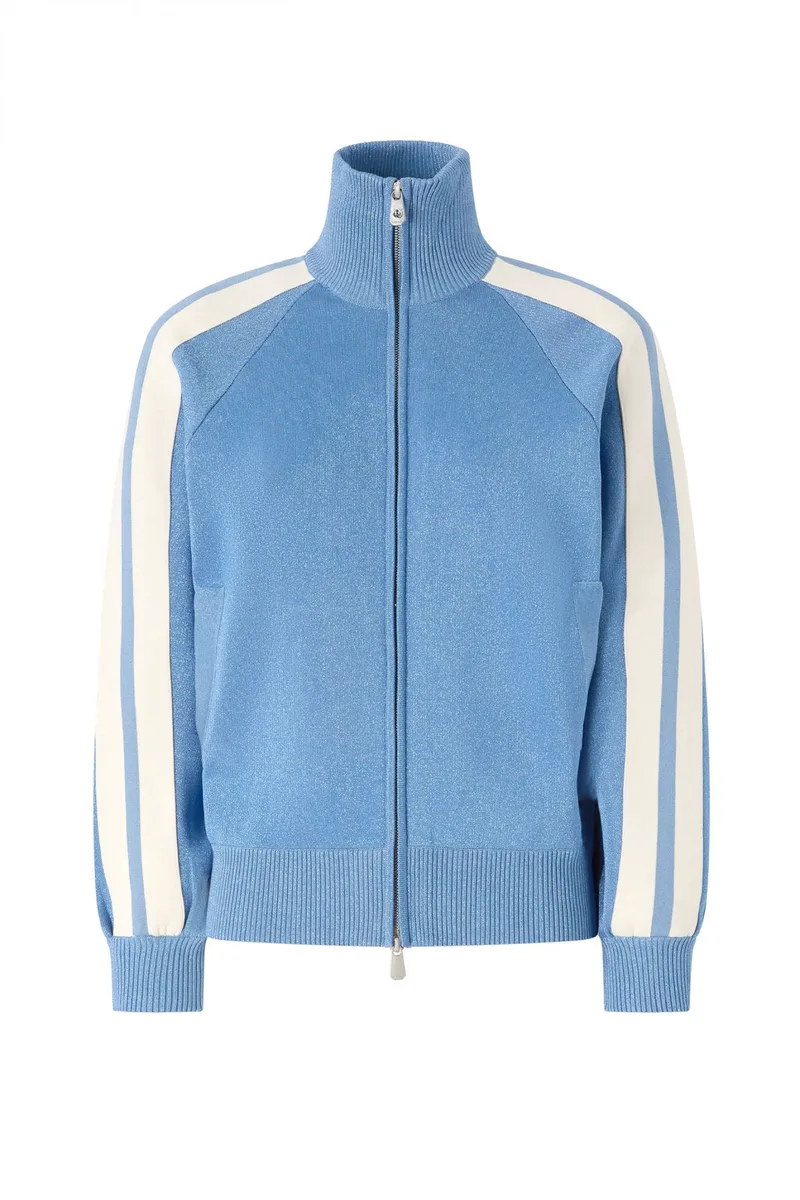 PINKO ΠΛΕΚΤΟ STAGIONE SWEATER ΑΣΠΡΟ ΓΑΛΑΖΙΟ ΡΙΓΕ