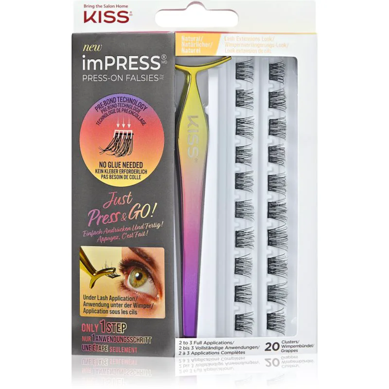 KISS imPRESS Press-on Falsies αυτοκόλητες βλεφαρίδες σε τουφάκια με κόμπο 01 Natural 20 τμχ