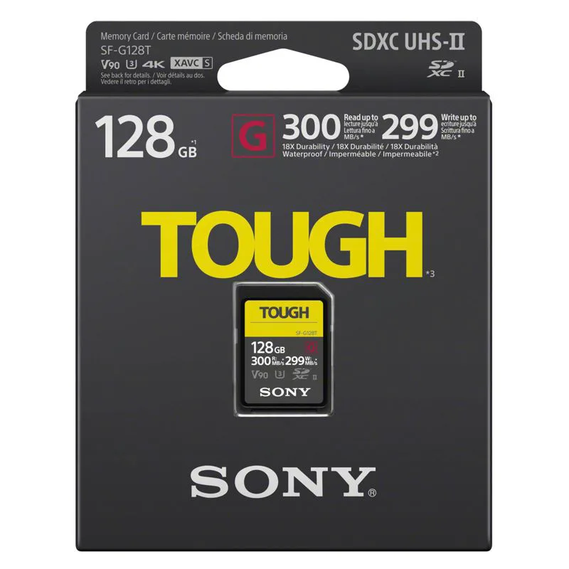 Sony SDXC G Tough Series 128GB UHS-II Class 10 U3 V90 Memory Card