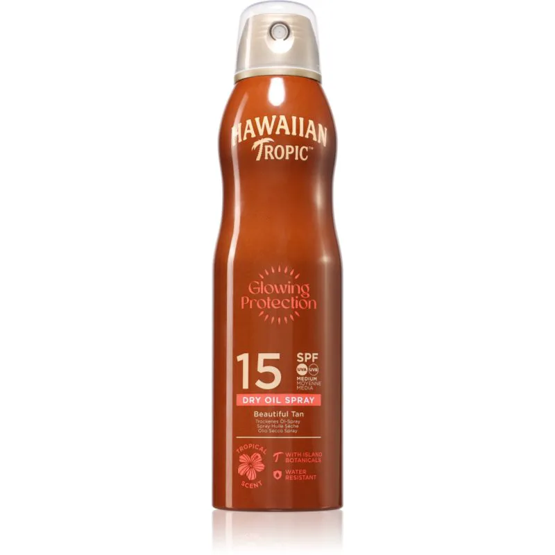 Hawaiian Tropic Glowing Protection Dry Oil Spray αντηλιακό προστατευτικό σπρέι SPF 15 177 ml
