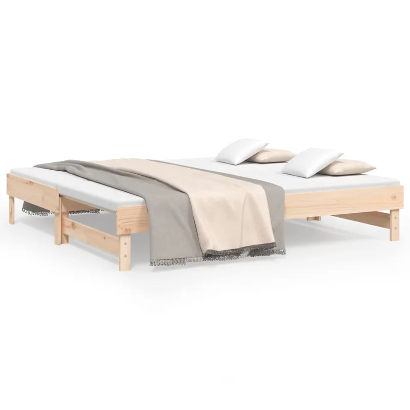 vidaXL Καναπές Κρεβάτι Συρόμενος 2x(75x190) εκ. Μασίφ Ξύλο Πεύκου