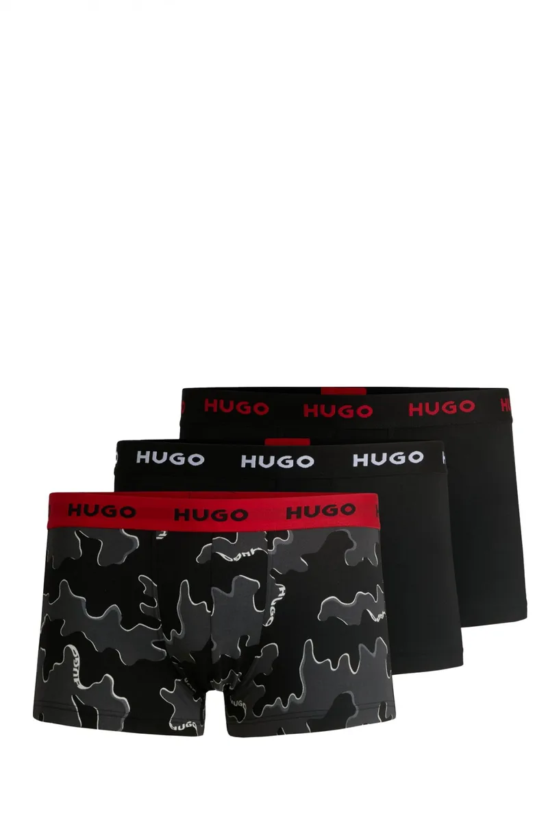 HUGO ΕΣΩΡΟΥΧΟ TRUNK TRIPLET DESIGN COTTON STRETCH ΜΑΥΡΟ