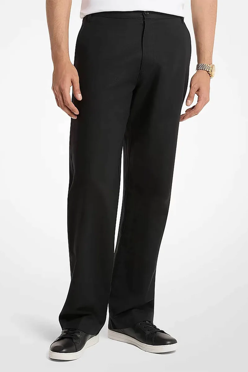 Michael Kors ανδρικό παντελόνι chino από λινάρι και βαμβάκι Classic Fit - CS6304BKPY Μαύρο