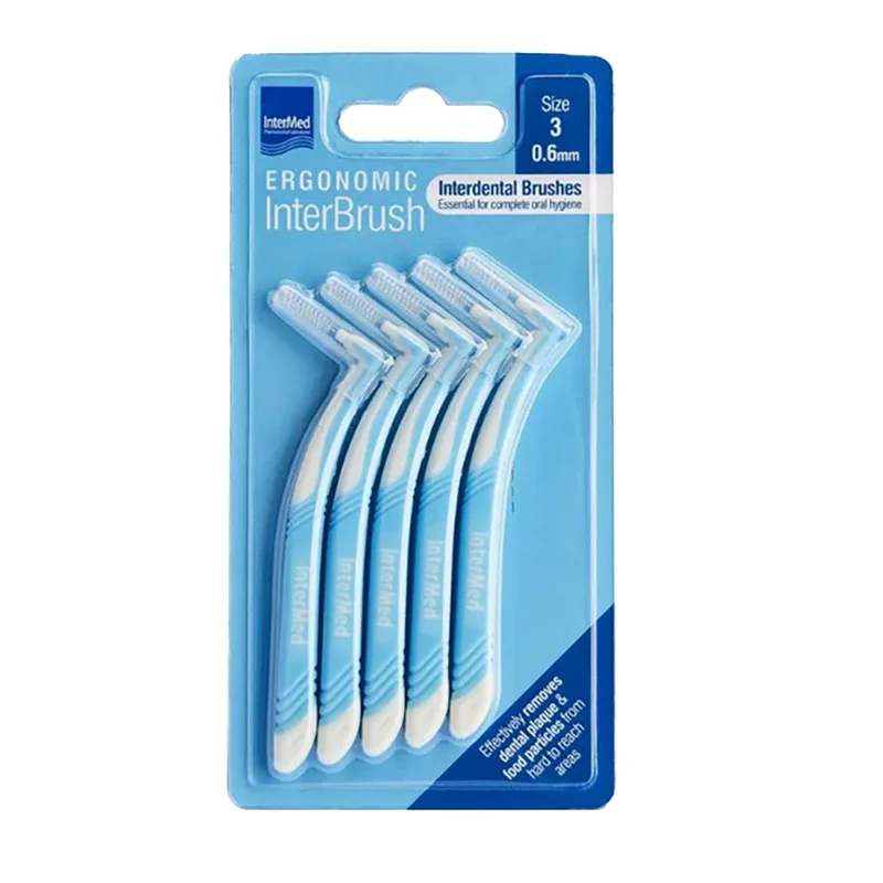 Intermed Ergonomic InterBrush Μεσοδόντια Βουρτσάκια με Ειδική Ανατομική Λαβή Γαλάζια 5 Τεμάχια Size 3 - 0.6mm