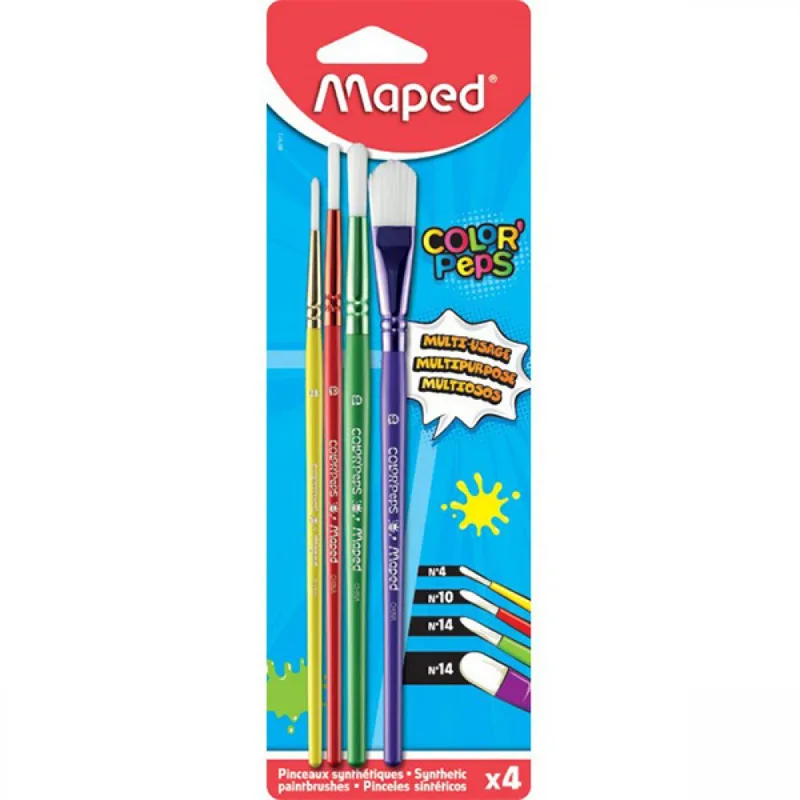 Σετ Πινέλα Πλακέ & Στρογγυλά Maped Color'Peps 4 τεμάχια 867810