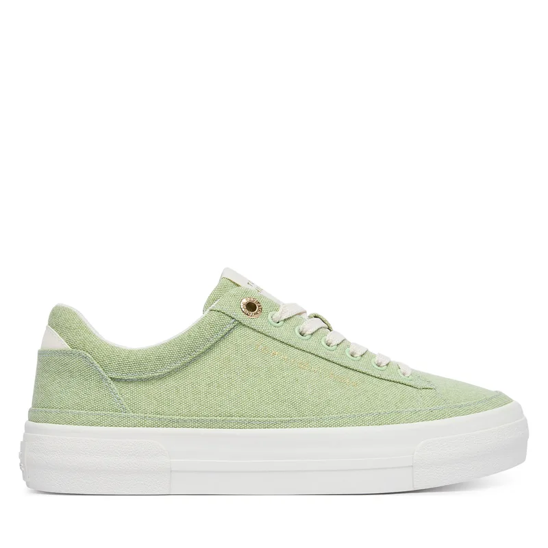 Αθλητικά Tommy Hilfiger Washed Canvas Platform Trainers FW0FW09172 Πράσινο