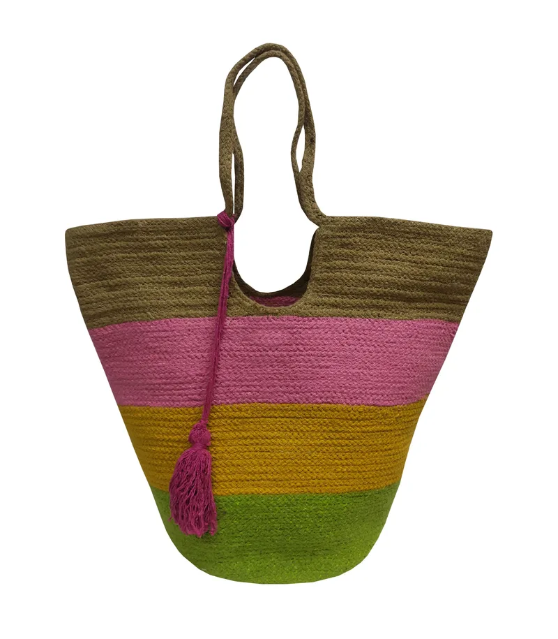 Τσάντα Θαλάσσης Jute Multicolor 40x50εκ. Design 6 Komvos Home 7012217-1 (Ύφασμα: Jute (γιούτα)) - KOMVOS HOME - 7012217-1