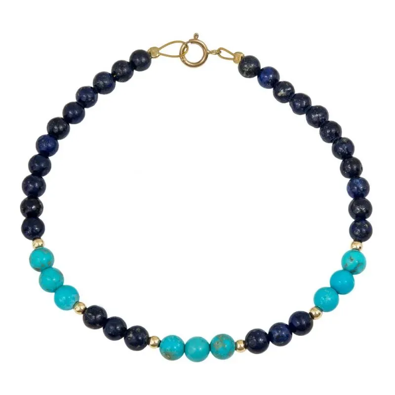Γυναικείο βραχιόλι Κ14 Lapis and Tyrquoise 045802 045802 Χρυσός 14 Καράτια