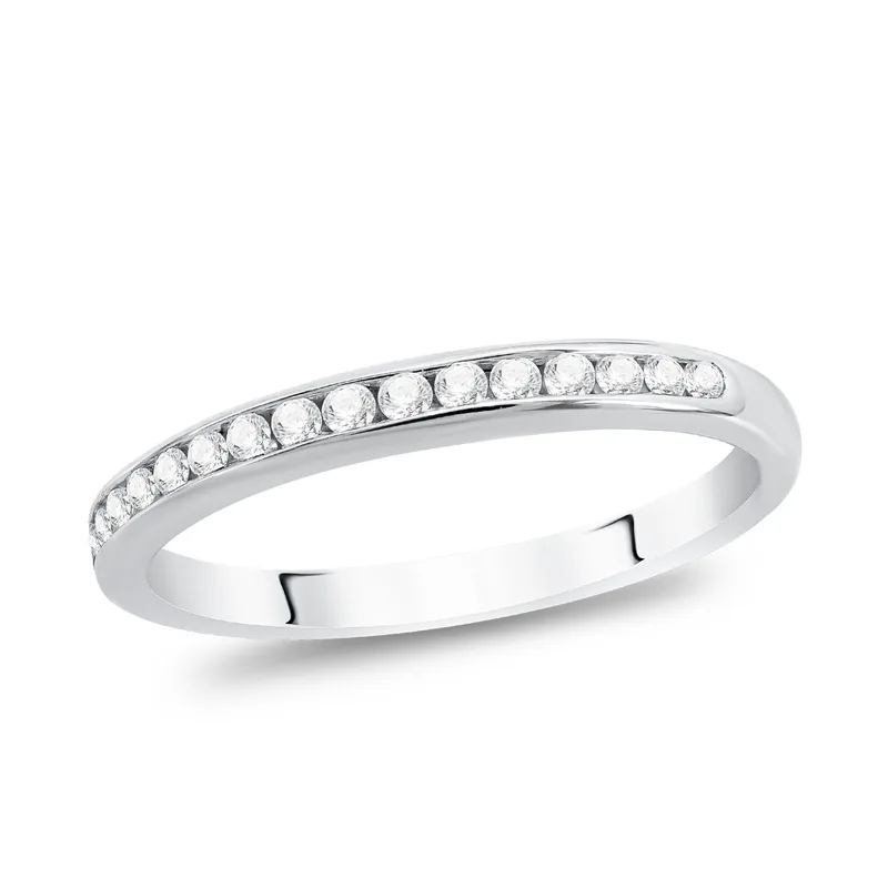 Diamond Group Μισόβερο Δαχτυλίδι με Διαμάντια Brilliant από Λευκό Χρυσό 18 Καρατίων DDX350