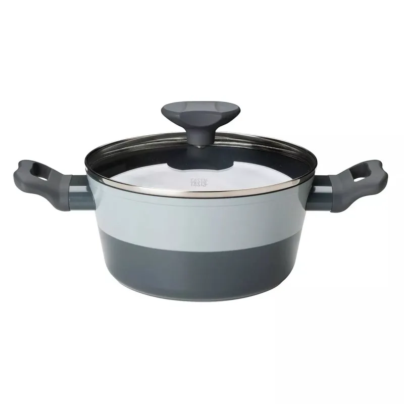 Κατσαρόλα με γυάλινο καπάκι Tasty 678536, Ø20 cm, 2.5 l, Μαλακά χερούλια, Αλουμίνιο, Αντικολλητική επίστρωση, Γκρι