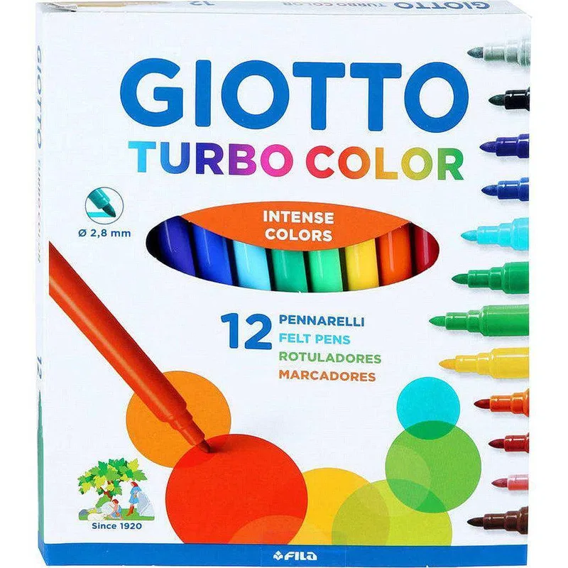 45815 ΜΑΡΚΑΔΟΡΟΙ GIOTTO TURBO COLOR ΛΕΠΤΟΙ 12τεμ