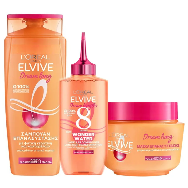 L'Oreal Paris Πακέτο Προσφοράς Elvive Dream Long Shampoo 400ml & Conditioner Wonder Water 200ml & Hair Mask 300ml