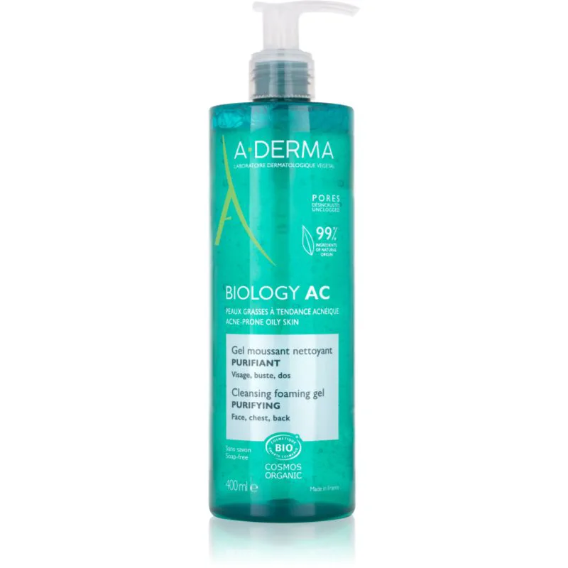A-Derma Biology AC καθαριστικό αφρώδες τζελ για μικτή και λιπαρή επιδερμίδα 400 ml