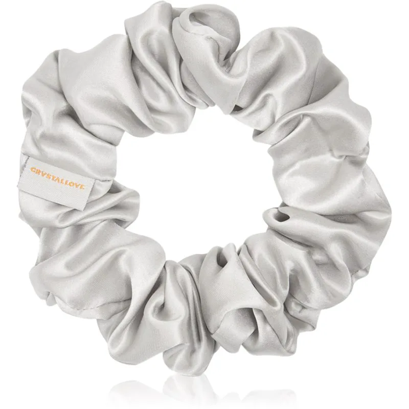 Crystallove Silk Scrunchie μεταξωτό λαστιχάκι για τα μαλλιά Silver 1 τμχ