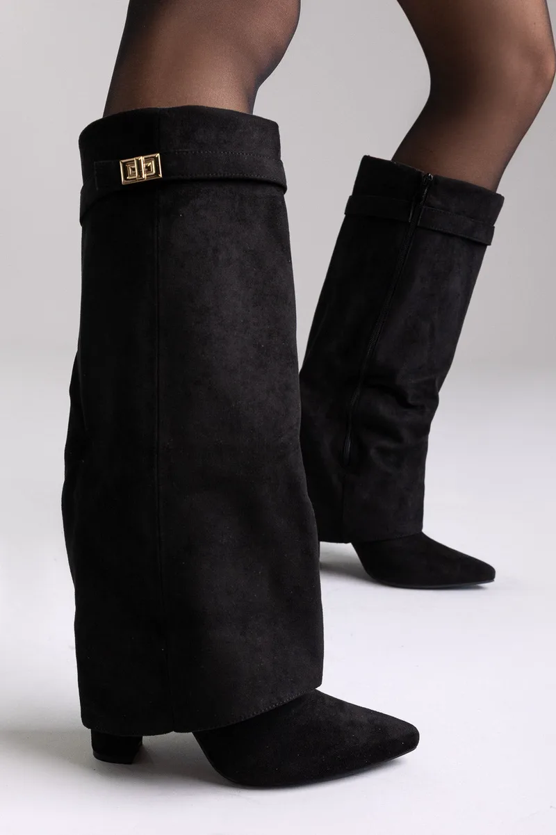 Stephan Gaiter Boots High Block Heel - LQ-136 - Black Suede