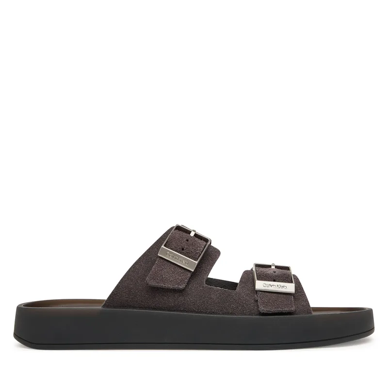 Παντόφλες Calvin Klein Ergon Double Bar Sandal Su HM0HM02094 Καφέ