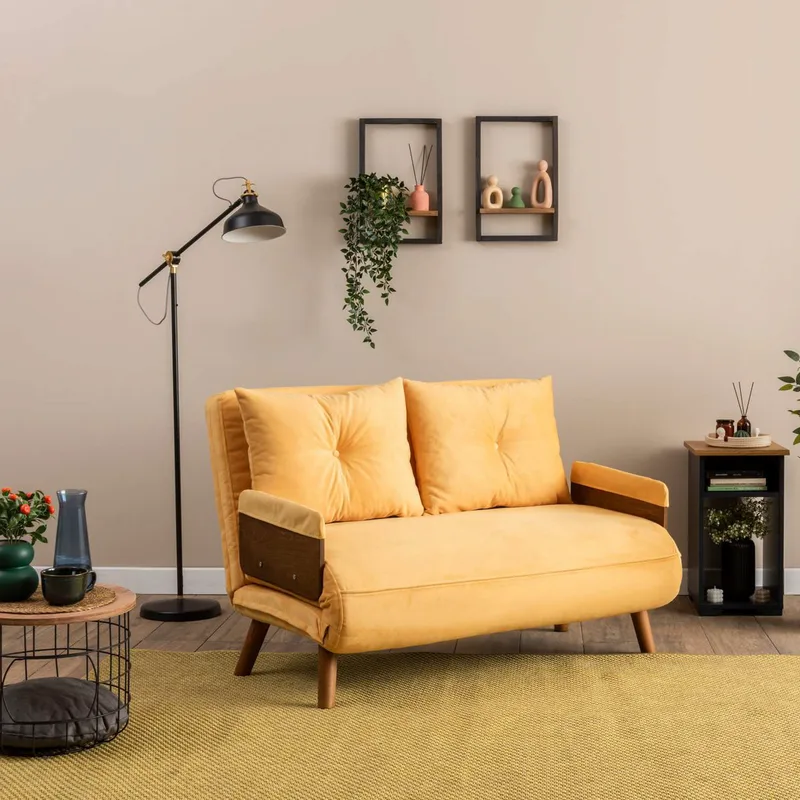 Διθέσιος Καναπές-Κρεβάτι Cosmo 2-Seater - Mustard 859Ftn2720 (120x42x65)