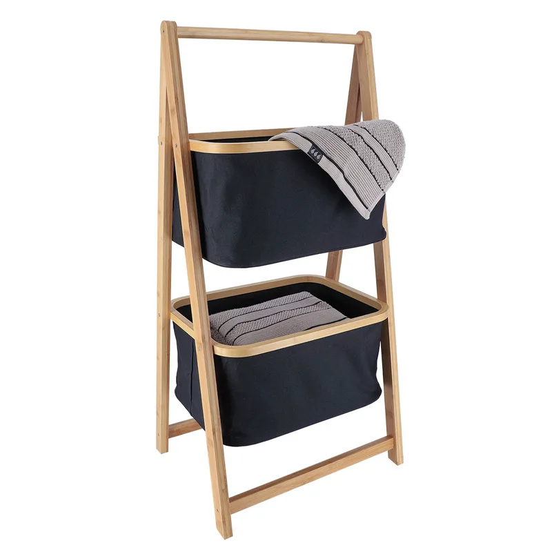 Ραφιέρα Δαπέδου 2 Θέσεων (44x34x90) T-D Black/Bamboo 98204103