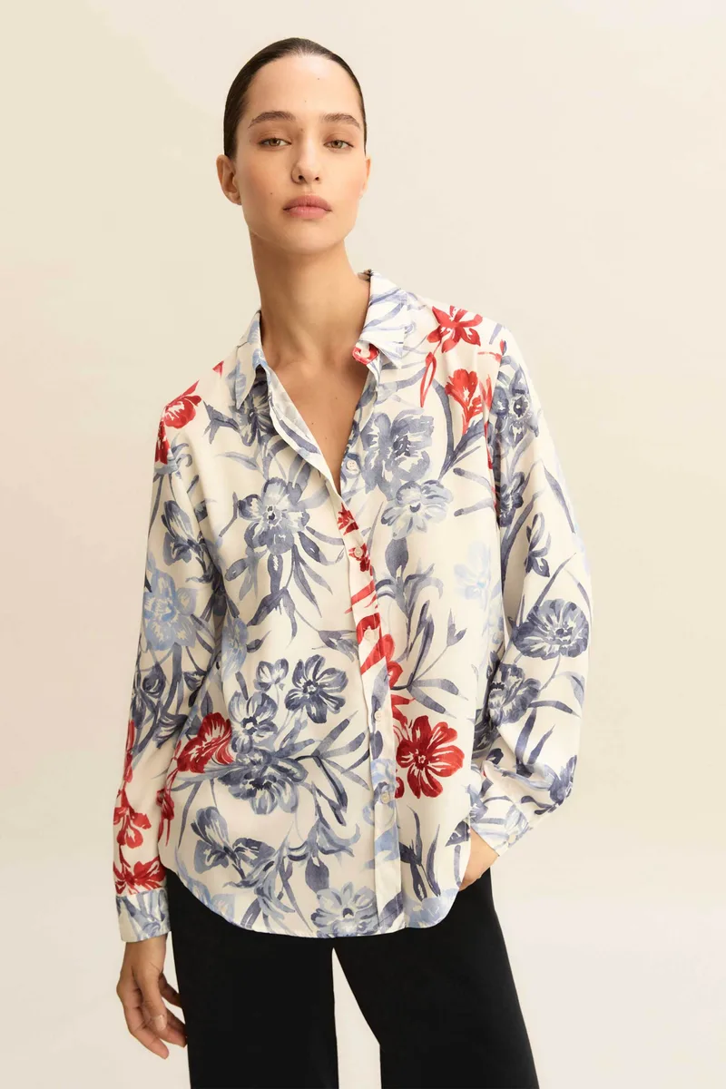 Emme by Marella γυναικείο πουκάμισο με all-over print "Emmangel" - 2615111191 Μπεζ