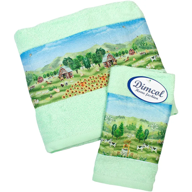 Παιδικές Πετσέτες Σετ 2τμχ Dimcol Farm 342 Mint